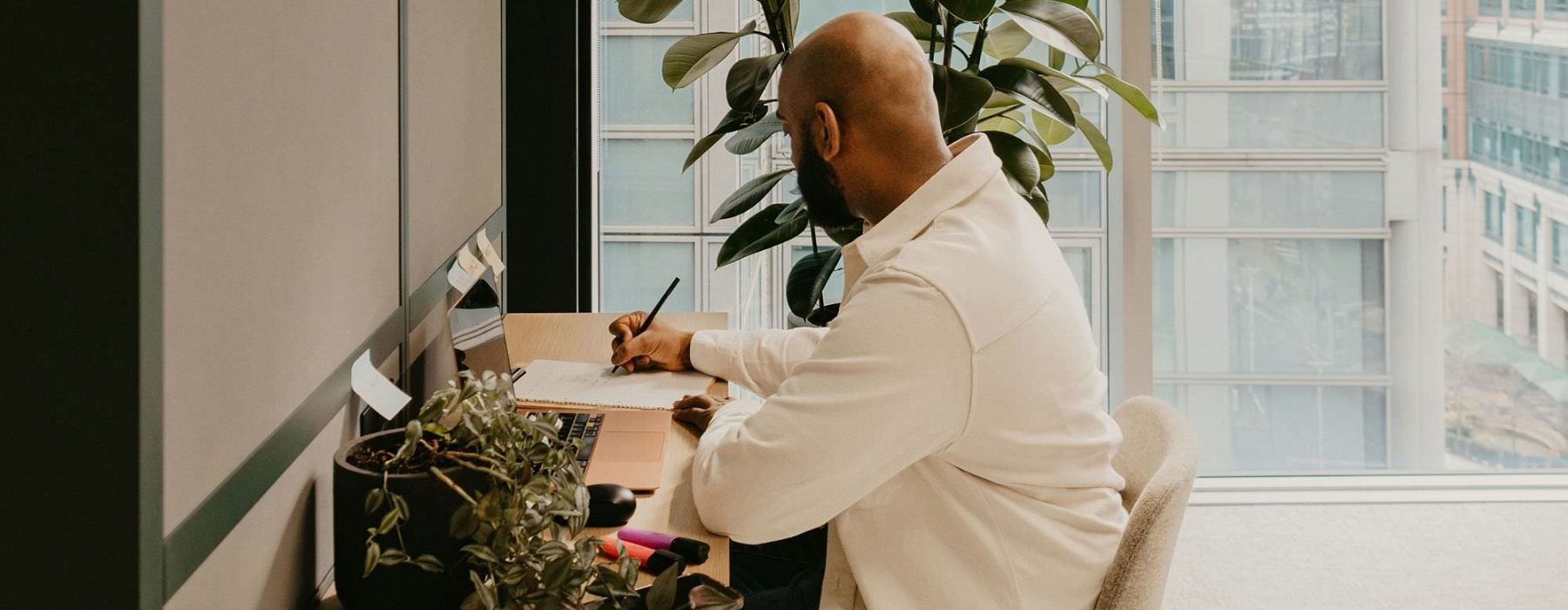 a man working at a desk
